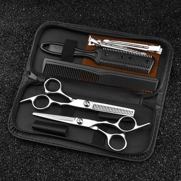 Tesoura tesoura de aço inoxidável barbeiro conjunto de corte de cabelo ferramenta plana dentes clipping fino bang 231102