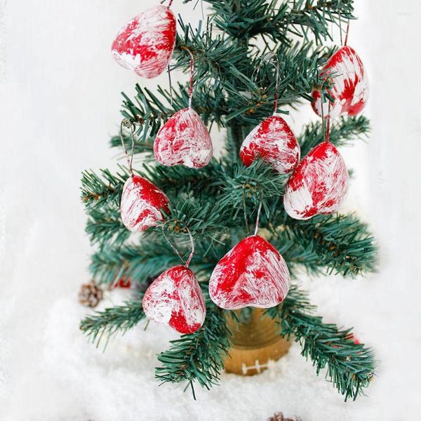 Decorazioni natalizie 3-5CM Decorazione Albero di Natale Ciondolo borsa portafortuna Bacche cuore rosso artificiale 18 pezzi