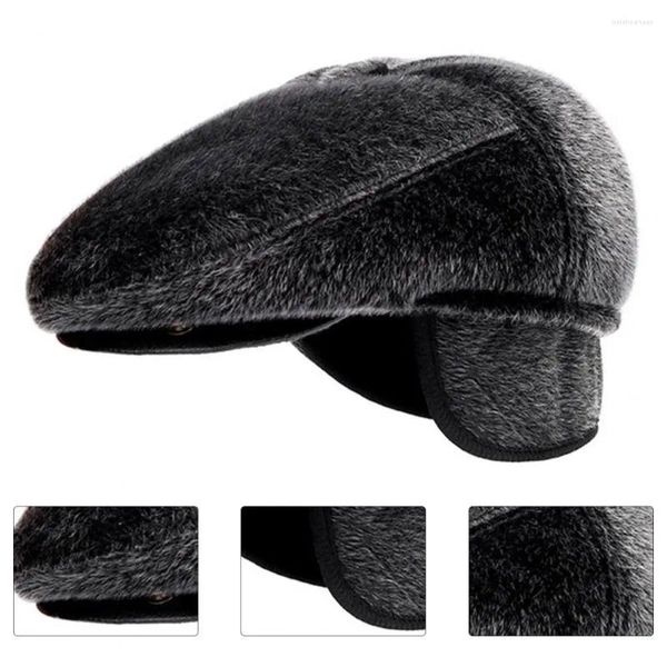 Berets Cool Idosos Peaked Cap Acessório Homens Beret Quente Pure Color Coldproof Curto Brim