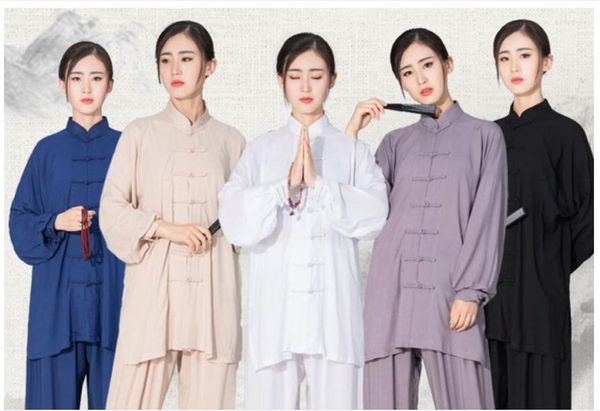 Этническая одежда в стиле китайского стиля Тай Чи твердый хлопок высококачественный wushu wushu для взрослых боевых искусств крыло Chun костюм