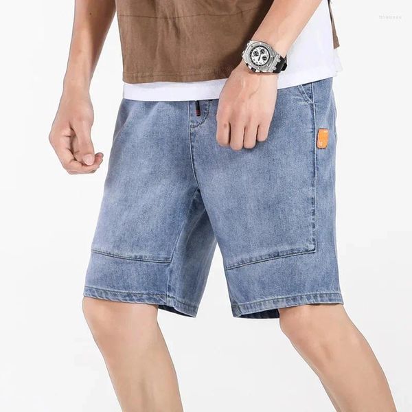 Pantaloncini da uomo Ragazzi Jeans oversize sottili larghi 7XL 6XL Mezzi pantaloni da uomo Plus Size 5XL XXXXL Vita alta elastica Blu Summer Denim Maschio