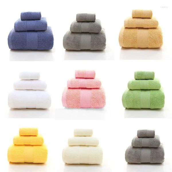 Handtuch-Baumwoll-Handtücher-Set, sehr saugfähig, Bad, Waschlappen, 3-teilig, Hand-Haus-El-Erwachsene