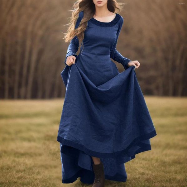 Sıradan Elbiseler Ortaçağ Gotik Cosplay Kostümleri Kadınlar İçin Rönesans Cadılar Bayramı Karnaval Partisi Uzun Elbise Kollu Çöp