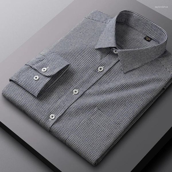 Camicie eleganti da uomo in cotone Moda casual Classica Camicia da lavoro versatile Manica lunga Flanella Abbigliamento morbido e traspirante