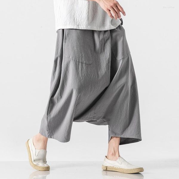 Herrenhosen 2023 Sommer Original Design Herren Baumwolle Weites Bein Lässige Große Japanische Lose Octet Low Crotch Hose