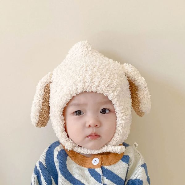 Caps Hüte Nette Baby Plüsch Hut Herbst Winter Kaninchen Ohren Infant Beanie Kappe Koreanische Cartoon Hase Kinder Junge Mädchen Warme ohrenklappe Hüte Motorhaube 231102