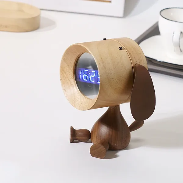 Orologi da tavolo Orologio personalizzato a forma di cane Sveglia in legno inciso personalizzato Dipartimento moderno di decorazione domestica per regalo per ragazzi