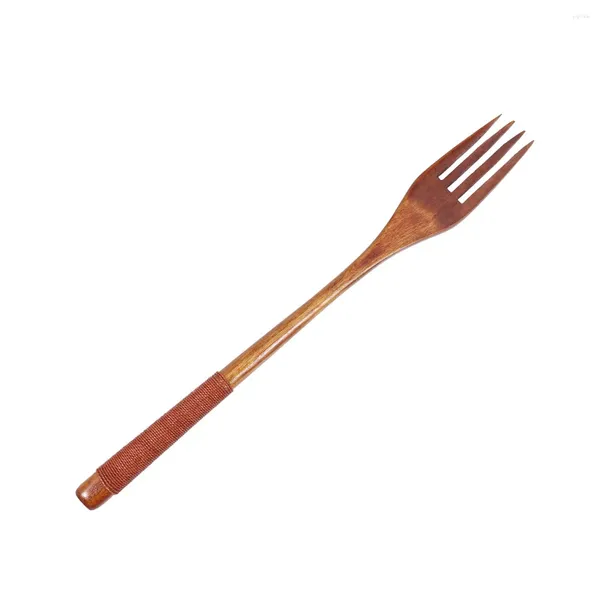 Set di stoviglie Forchetta in legno in stile giapponese Stoviglie per la casa Utensili per bambini (filo marrone) Posate