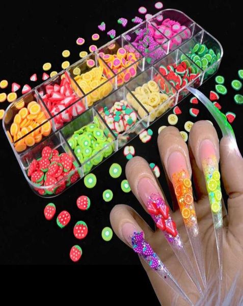 Nail Art Dekorationen 3D Obst DIY Design Winzige Scheiben Dekoration Acryl Schönheit Polymer Clay Aufkleber Zubehör1283575