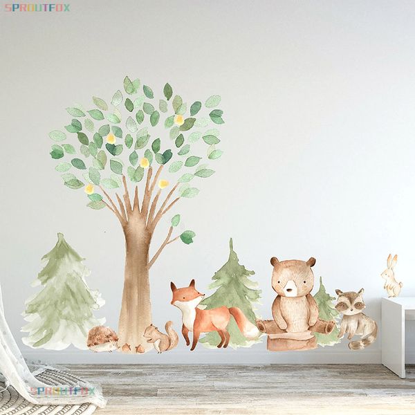 Adesivos de parede ótimos papel de parede florestal quarto infantil brown urso papel de parede de parede decorativo papel de parede do quarto infantil decorativo papel de parede 230403