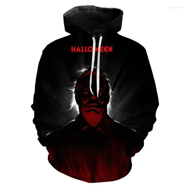 Erkek Hoodies Cadılar Bayramı Michael Myers 3D Baskılı Korku Desen Hoodie ve Kadınlar Pullover Street Y2K Sweatshirt Kids Tops