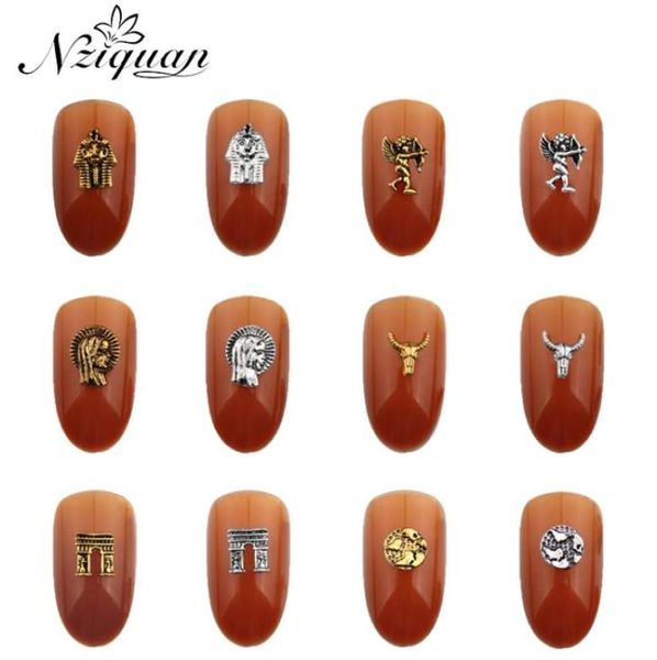 NZIQUAN 20pcsbox Famoso Edifício 3D Forma Metal Nail Art Decoração Mosaico Acessórios DIY Broca Accessories2006494