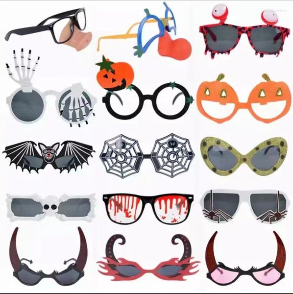 Güneş gözlüğü 1pc Cadılar Bayramı Gözlükleri Boynuzlar Palyaço Örümcek Kabak Noel Partisi Po Prop Dekorasyon Hoilday Komik Malzemeler