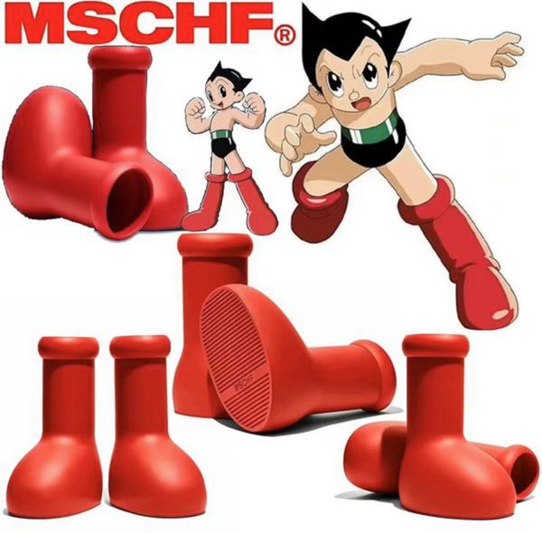 mschf Big Red Boot rot Schuhe Outdoor Astro Boy Big Red Herren Damen Regenstiefel Schuh Round Heads Boot