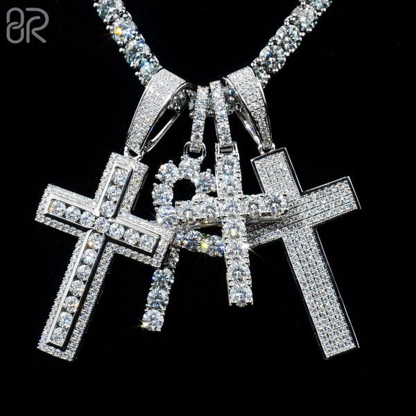Оптовая продажа VVS Муассанит Алмазный кулон Стерлинговый Крест Иисуса для ожерелья Мужчины Женщины Изящные ювелирные изделия Шарм