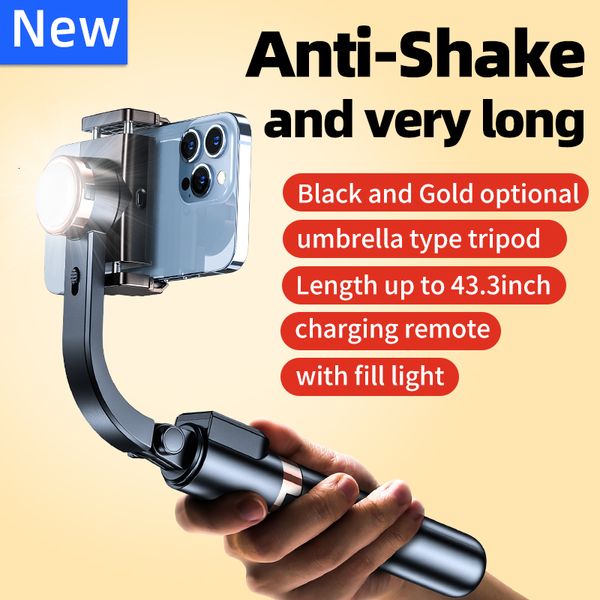 Stabilizzatori Gimbal palmare per smartphone con luce di riempimento Stabilizzatore Bluetooth Treppiede Selfie Stick pieghevole per 230403