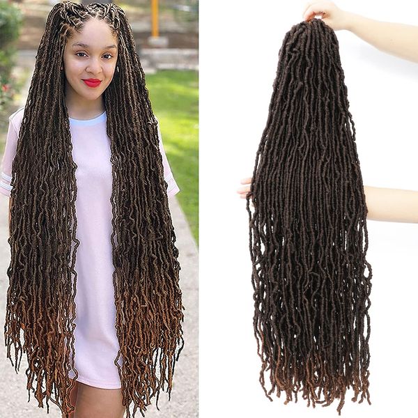 Capelli intrecciati morbidi finti Locs 36 pollici 21 ciocche 180g Sintetico naturale in massa Forte tenuta Nuovi capelli finti all'uncinetto Capelli ricci ondulati Morbidi Locs