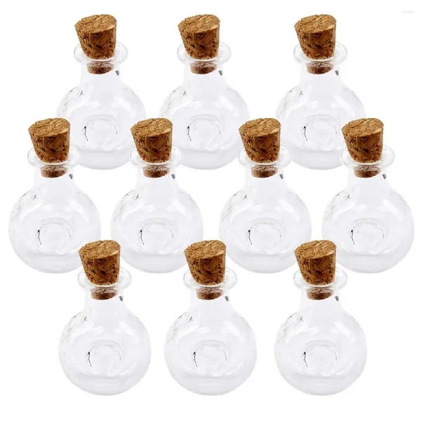 Vasos 10 Pcs Mini Garrafa Miniture Casa Móveis Cork Stopper Garrafas De Vidro Frascos De Cilindro Para Decoração