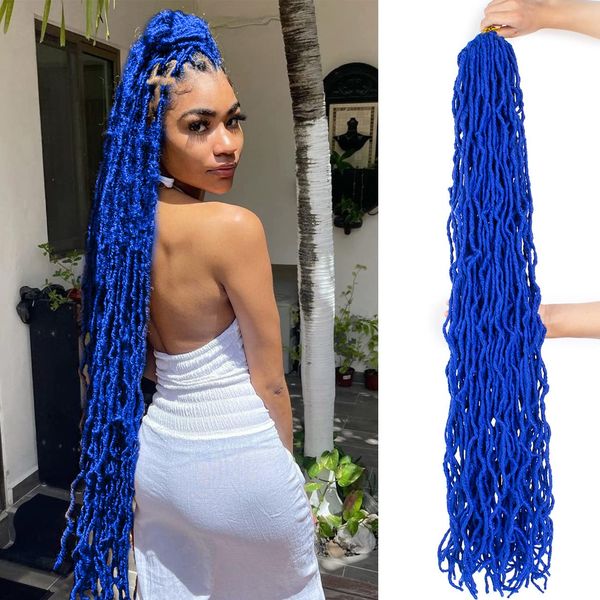 Weiche Faux Locs Häkeln Flechthaar Rot Blau Lila Ombre 24 Zoll Synthetische Lockige Weiche Locs Haarverlängerungen Handgemachte Neue Faux Locs Zöpfe Häkelhaar