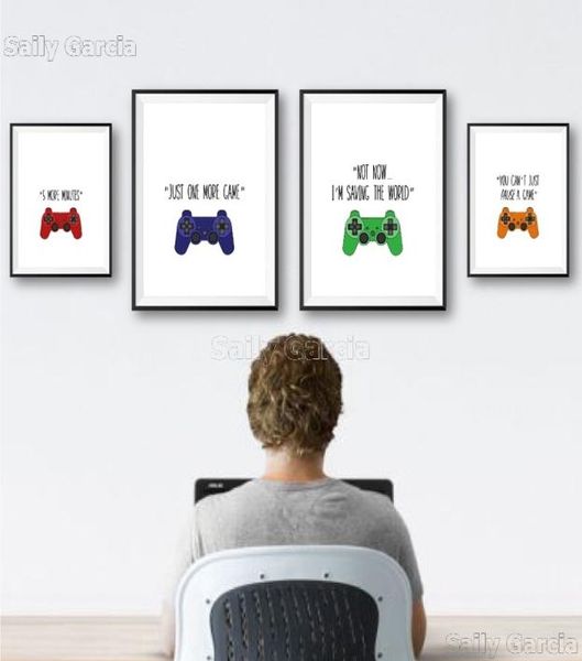 Jogos de vídeo citação cartazes de lona gamer menino menina presente jogo sinal controlador arte pintura fotos sala jogos decoração da parede 8754033