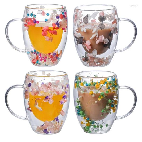 Weingläser, doppelwandige Glastasse, Espresso-Kaffeetasse, Weihnachtsgeschenke, Dekoration, hoher Borosilikatgehalt, mit Griffen, Tee, Milch, Wasser