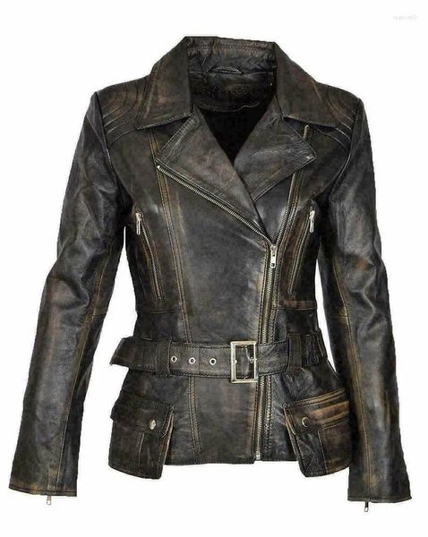 Giacca in pelle da donna Vera pelle di agnello Morbida moto Slim Fit Driver Retro Tendenza della moda europea e americana