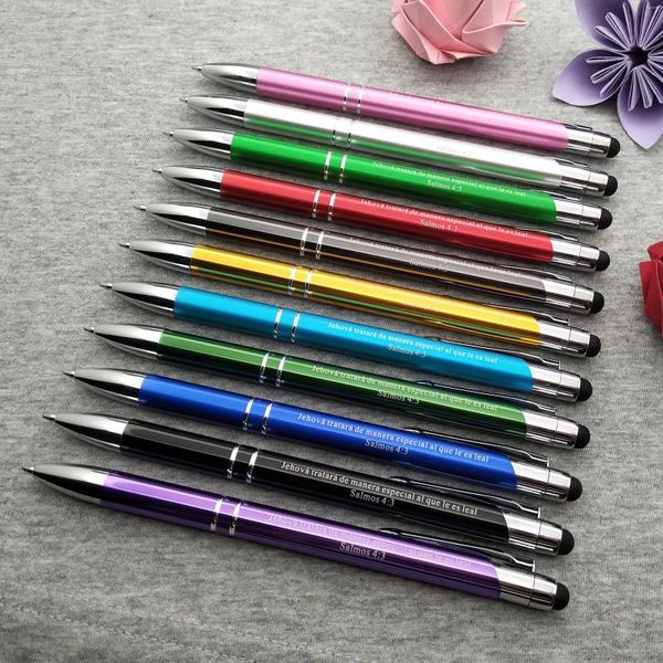 Lüks Kalem Tasarım Metal Ball Touch Stylus Kalem Ücretsiz Logo Lazer Gravür Şirket Logosu/Düğün Hediyeleri için Telefon