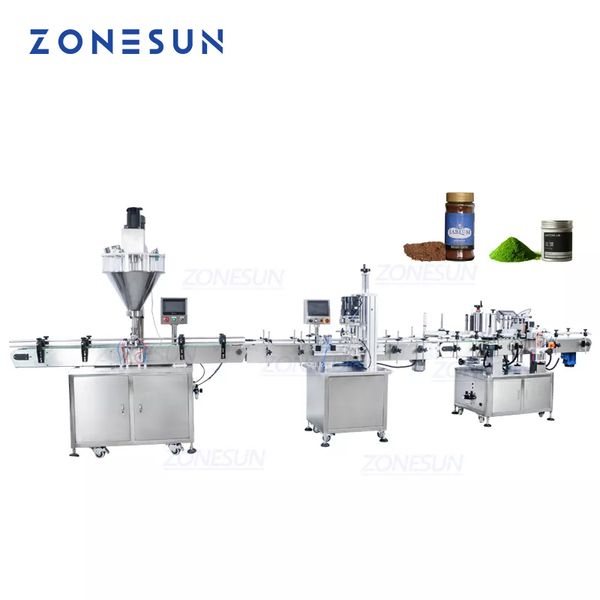 ZONESUN Etichettatrice automatica per bottiglie di latte in polvere ambrato macinato a coclea automatica per la linea di produzione