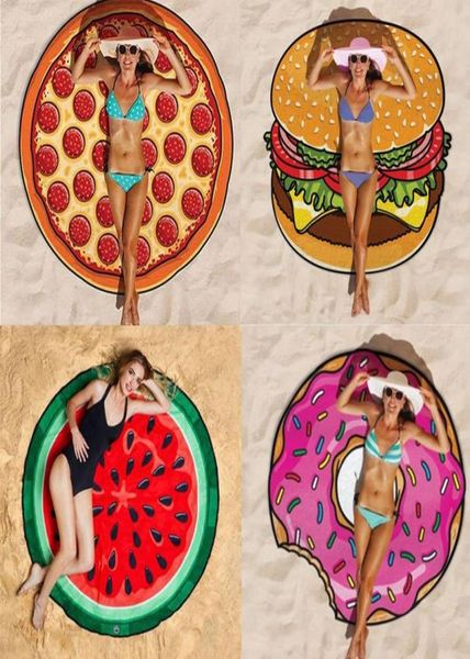 Strandtuch Decke Donuts Wassermelone Erdbeere Hamberger Chips Ananas Strand Yoga Matte Sommer Bademode Cover Ups Badetücher 054325332