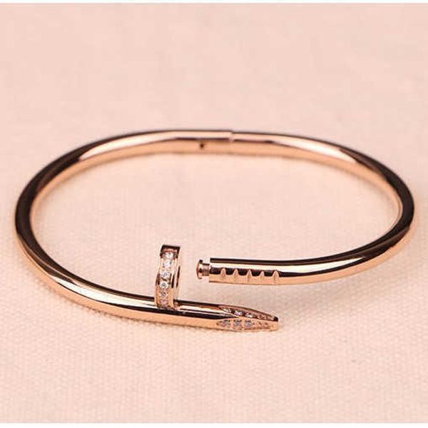 Pulseira de ouro Nail Designer Bangles para mulheres e homens incolor titânio aço mulheres homens 2024 nova alta aparência dominante na moda masculino internet celebridade logotipo