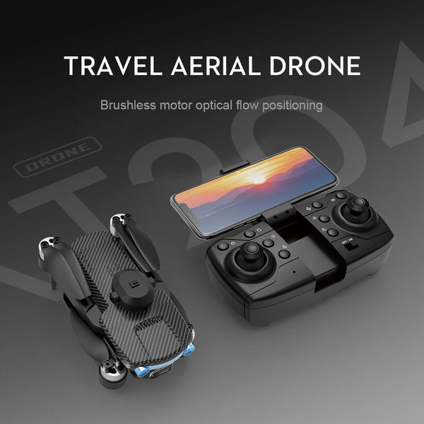 Xt204 drone dobrável fotografia aérea uav sem escova, controle remoto uav quadcopter sem escova hd profissional