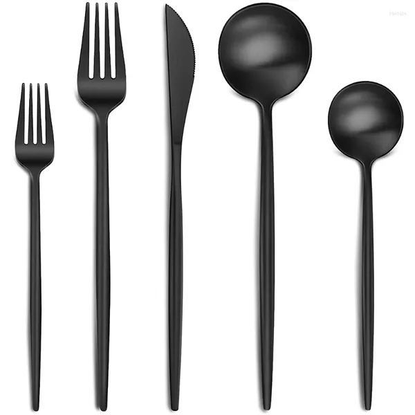 Set di stoviglie Bistecca da tavola 5 pezzi Set di lusso opaco in acciaio inossidabile 18/8 coltello forchetta cucchiaio posate per la cucina di casa ristorante per feste