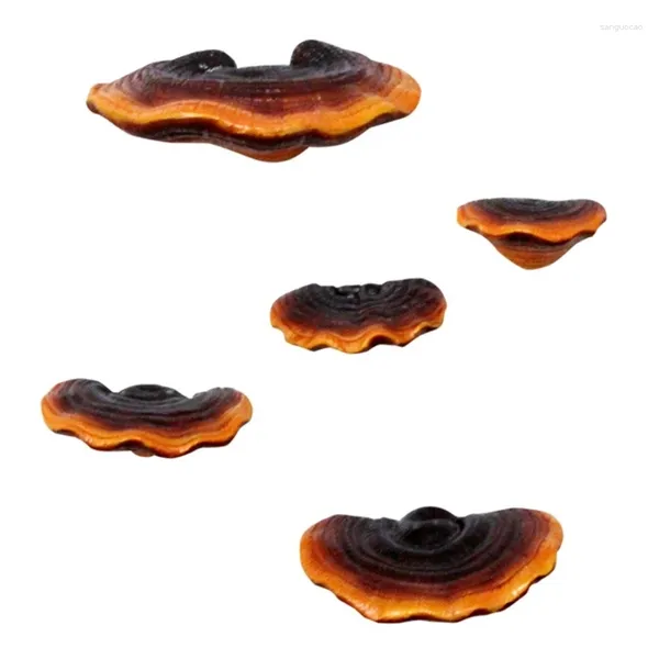 Decorações de jardim 5Pack Cogumelo Resina Brilhante Ganoderma Decoração de Árvore Realista Decoração de Quintal