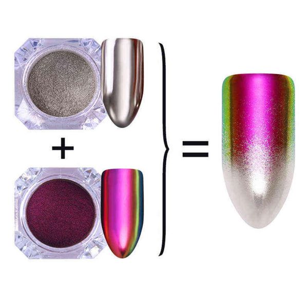 2 Boxen 2019 Chameleon Silver Mirror Glitter Maniküre Nail Art Chrom Pigment Pulver Glitter Nail Art Uv Gel Polish2473090