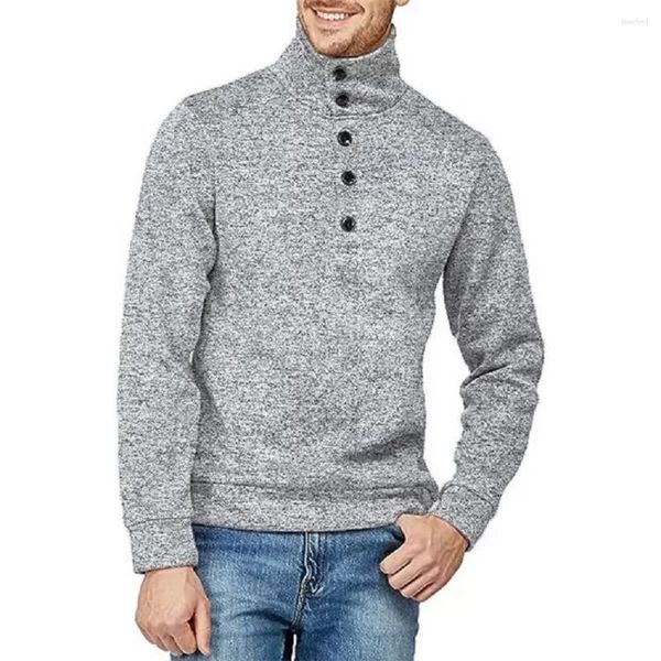 Giacche da uomo Felpe da uomo Mezzo dolcevita Maglioni da uomo Bottone Collo Tinta unita Caldo Slim Felpe spesse Pullover invernale