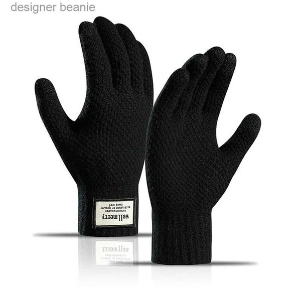 Cinco Dedos Luvas 1Pairs Lã Cashmere Masculino Mitten Touch Screen Homens Gs Engrossar Quente Inverno Outono Gs Alta Qualidade Acessórios de malha L231103