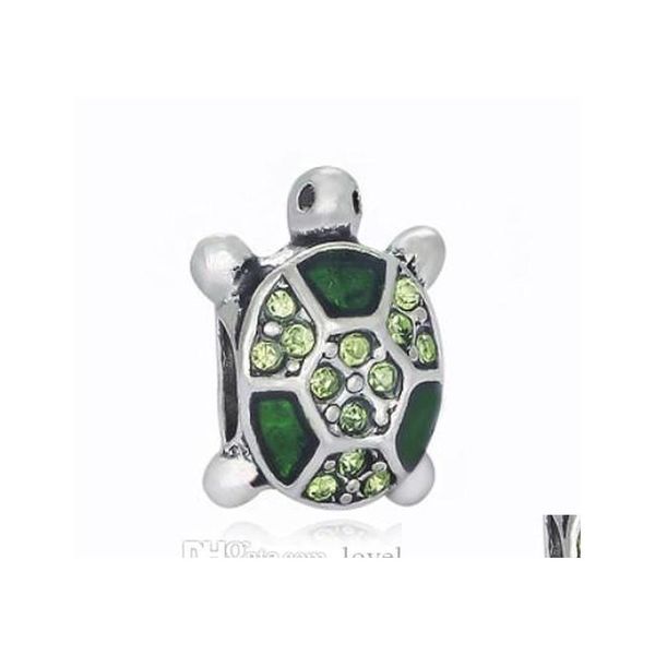 Arti e mestieri 30 pezzi Sier Charm perline tartaruga cristallo tartaruga ciondoli europei perlina foro grande adatto Pandora bracciale a catena serpente collana Dh45R