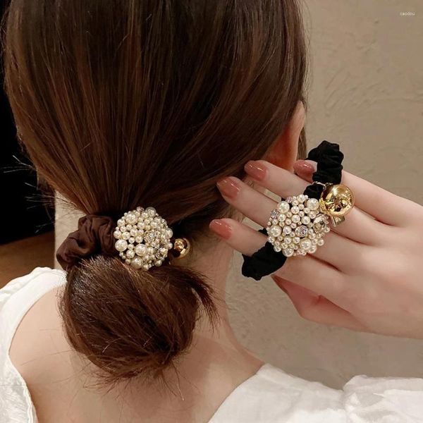 Koreanische Perle Perlen Haar Krawatten Scrunchies Kristall Elastische Haarband Pferdeschwanz Halter Frauen Seil Gummi Gum Zubehör