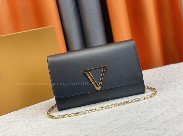 Дизайнер бренд дизайнер пакет для клапанов Винтажная сумочка сумка черная кожа хорошая цепная аппаратная ремни женщины роскошная сумка для плеча сумки для пакета 23 см. Лучший рождественский подарок