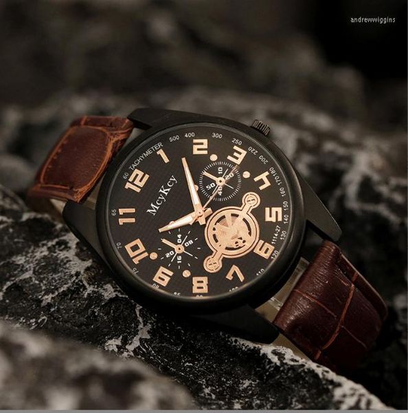 Нарученные часы модные часы простые ретро -циферблатные запястья для мужчины кварцевые аналоговые наручные часы Классический подарок PU ремешок