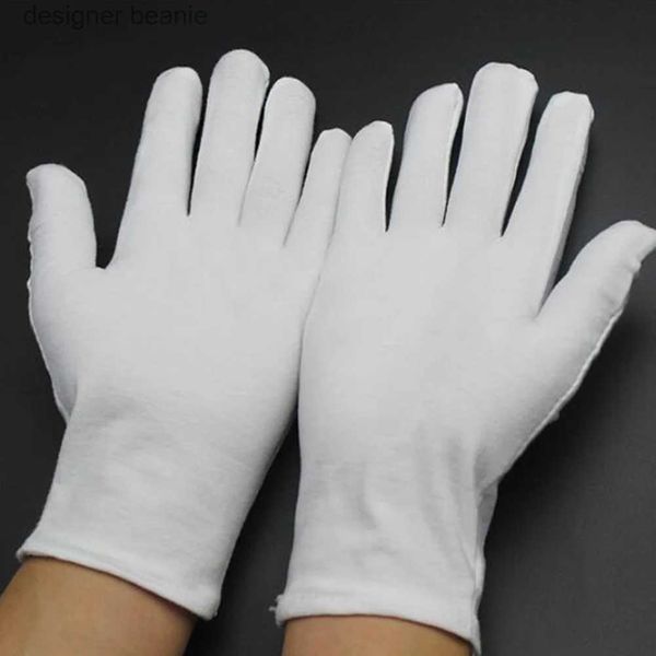 Fünf-Finger-Handschuhe, 1 Paar, für Herren und Damen, neue Vollfinger-Handschuhe, weiße Baumwolle, Gs, Arbeitsetikette, Kellner/Fahrer/Schmuck/Arbeiter, Fäustlinge, Schweiß, GsL231103