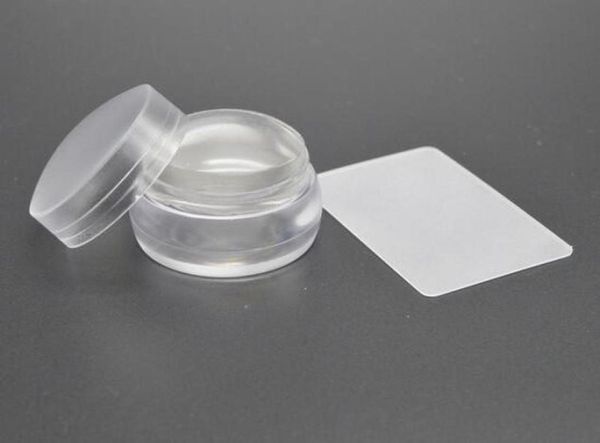 Carimbo de unha de gelatina de silicone transparente de 35 cm com tampa e design de xadrez raspador de arte de unha 9881676