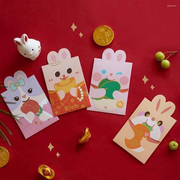 Carta da regalo 2/6pcs 2023 Anno Busta Rossa Festa di Primavera Cinese Hongbao Kawaii Tasca Matrimonio Compleanno Sacchetti di Soldi