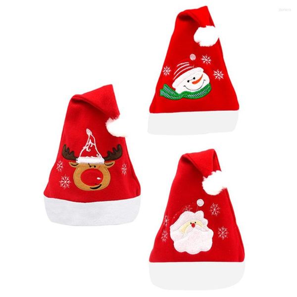 Рождественские украшения прекрасная шляпа Санта -Клаус снеговики оленя фланелевые вышивающие шляпы Подарки для взрослых детей