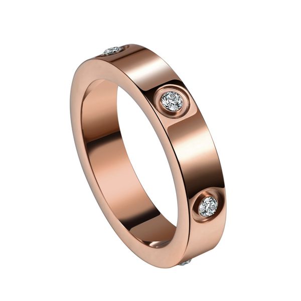 Anello a vite d'amore Gioielli di design di lusso Anelli da uomo Classico Diamante da uomo Lega d'acciaio al titanio Placcato in oro Oro Argento Rosa Dimensioni 4mm 5mm 6mm Self Love Cart Love Ring