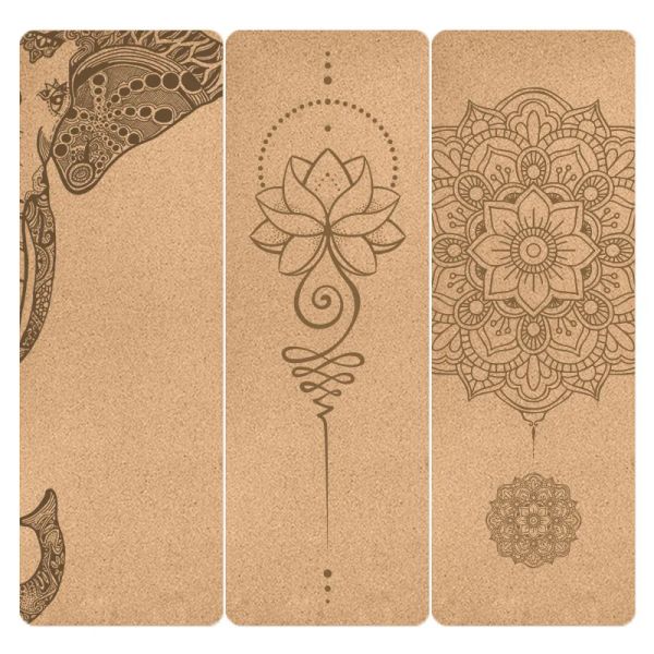 Tapete de yoga estampado tpe de cortiça natural, 4mm, antiderrapante, esterilla, yoga, absorção de suor, casa, fitness, ginástica, pilates, com bolsa