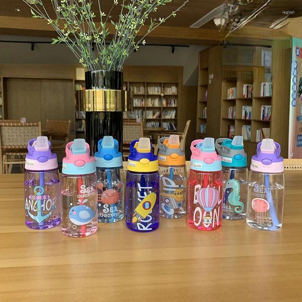 Wasserflaschen 480 ml Kinder Schnabeltasse Kreative Cartoon-Fütterung mit Strohhalmen und Deckeln auslaufsichere tragbare Kleinkinder-Getränkebecher
