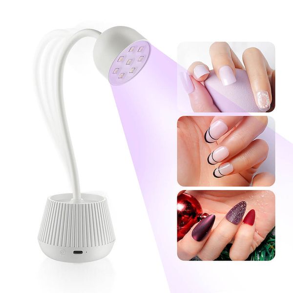 Secadores de unhas mini lâmpada LED 24w secador de manicure falso cola de manicure de secagem rápida UV 360 ° Projeto de mesa dobrável 230403