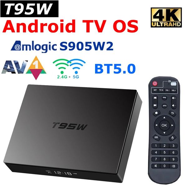 Android TV 11 OS Smart TV Box T95W Amlogic S905W2 4GB 32GB 5G Dual Wifi BT5.0 AV1 4K Lettore multimediale AndroidTV