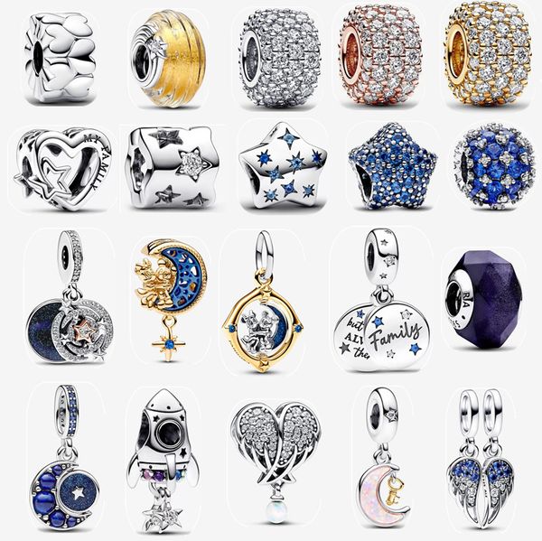 Gümüş Atış Yıldız Yivli Murano Cam Charm DIY Fit Pandoras Bilezik Kadınlar Tasarımcı Kolye Kolye Tatil Hediyeleri Noel Takı Kutu Toptan Satış